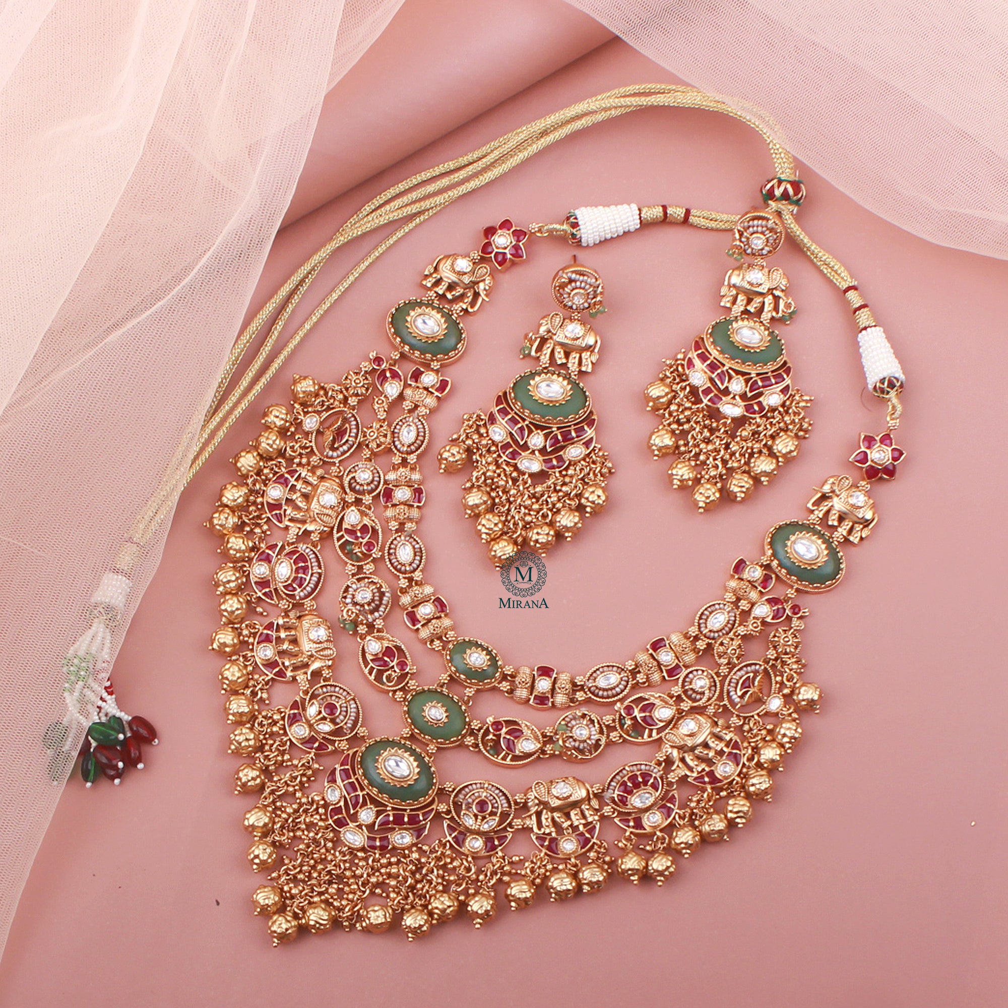 Sharingaar Antique Layered Bridal Necklace Set