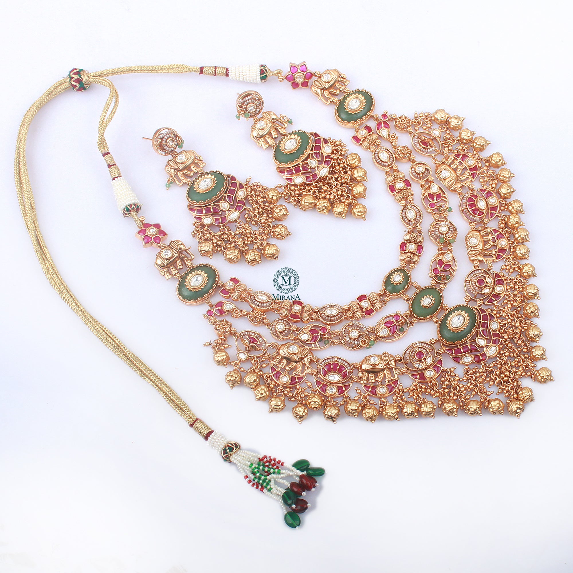 Sharingaar Antique Layered Bridal Necklace Set