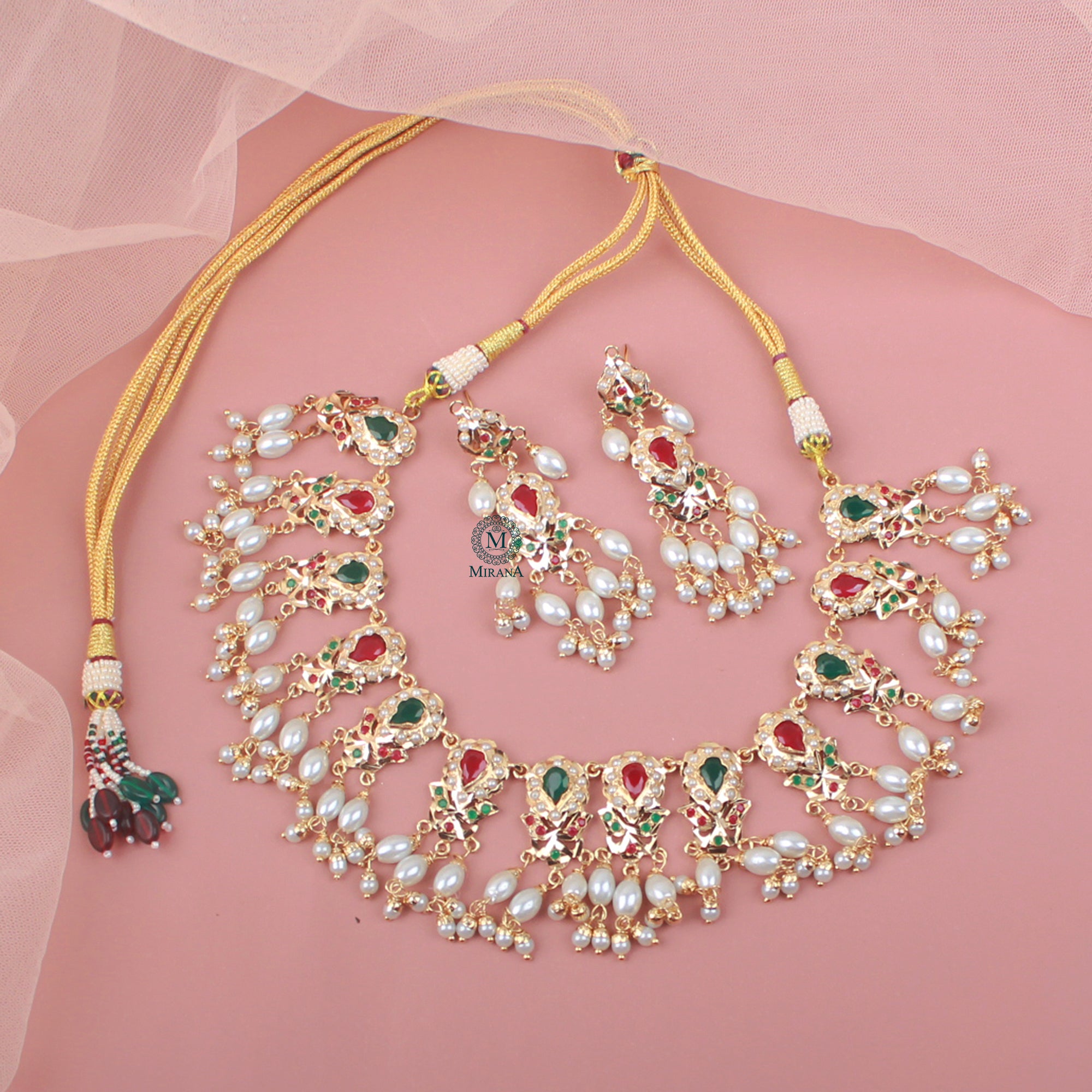 Purvi Pearl Jadau Necklace Set