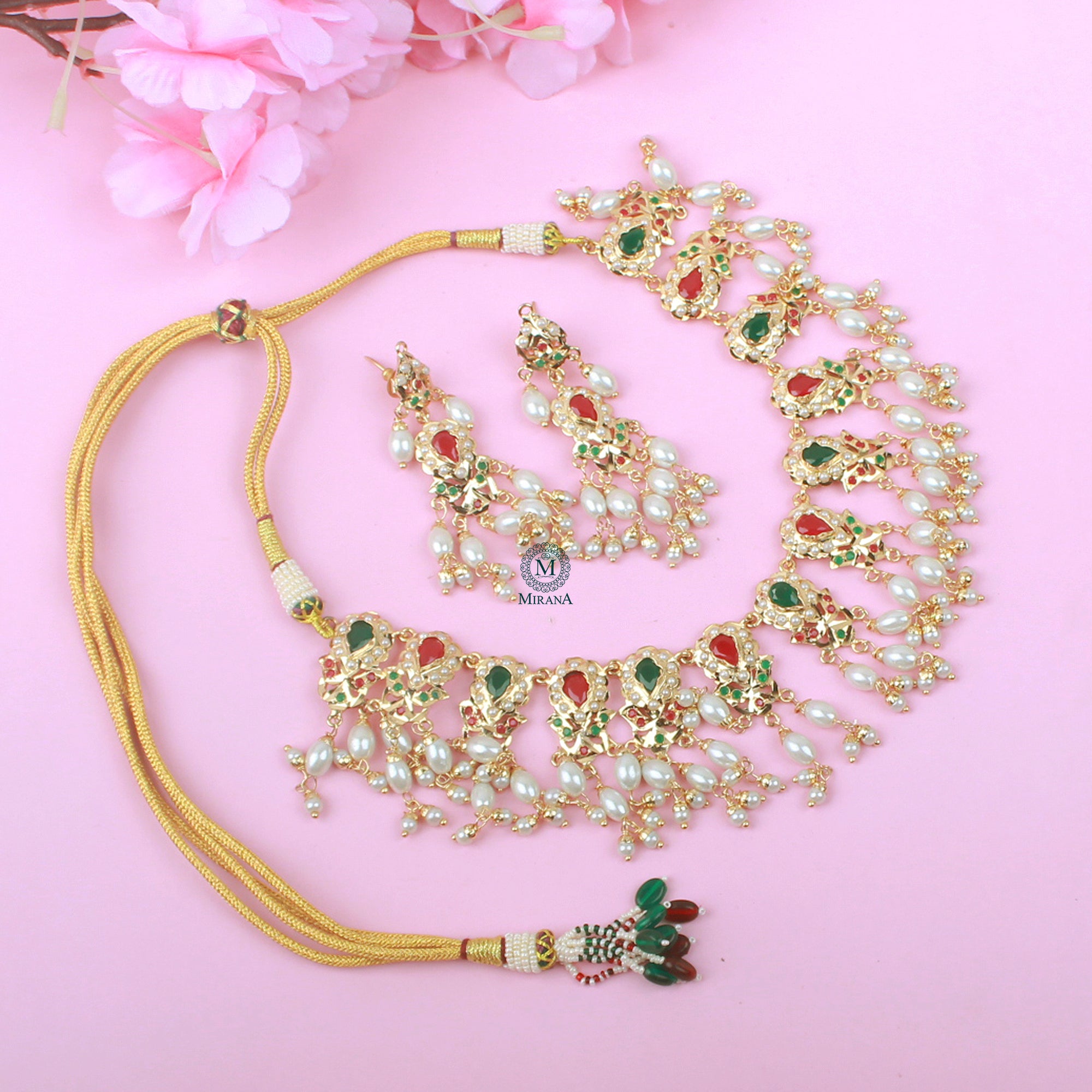 Purvi Pearl Jadau Necklace Set
