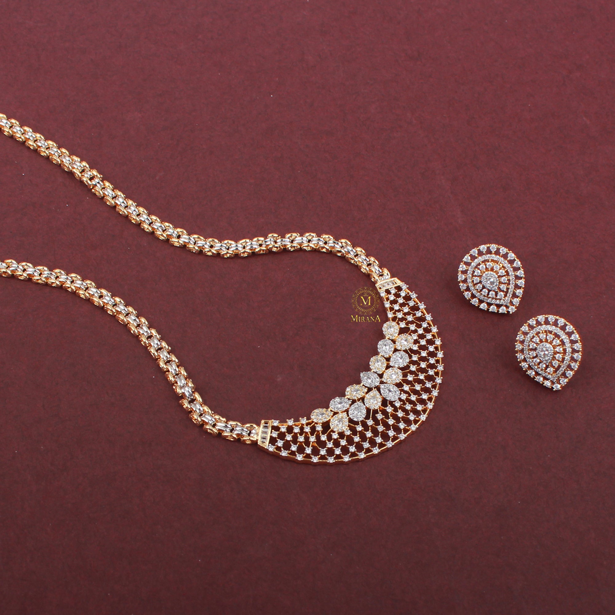 Fenia CZ Long Designer Necklace Set