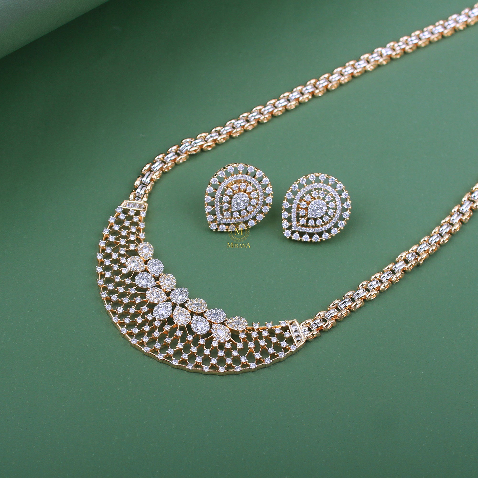 Fenia CZ Long Designer Necklace Set