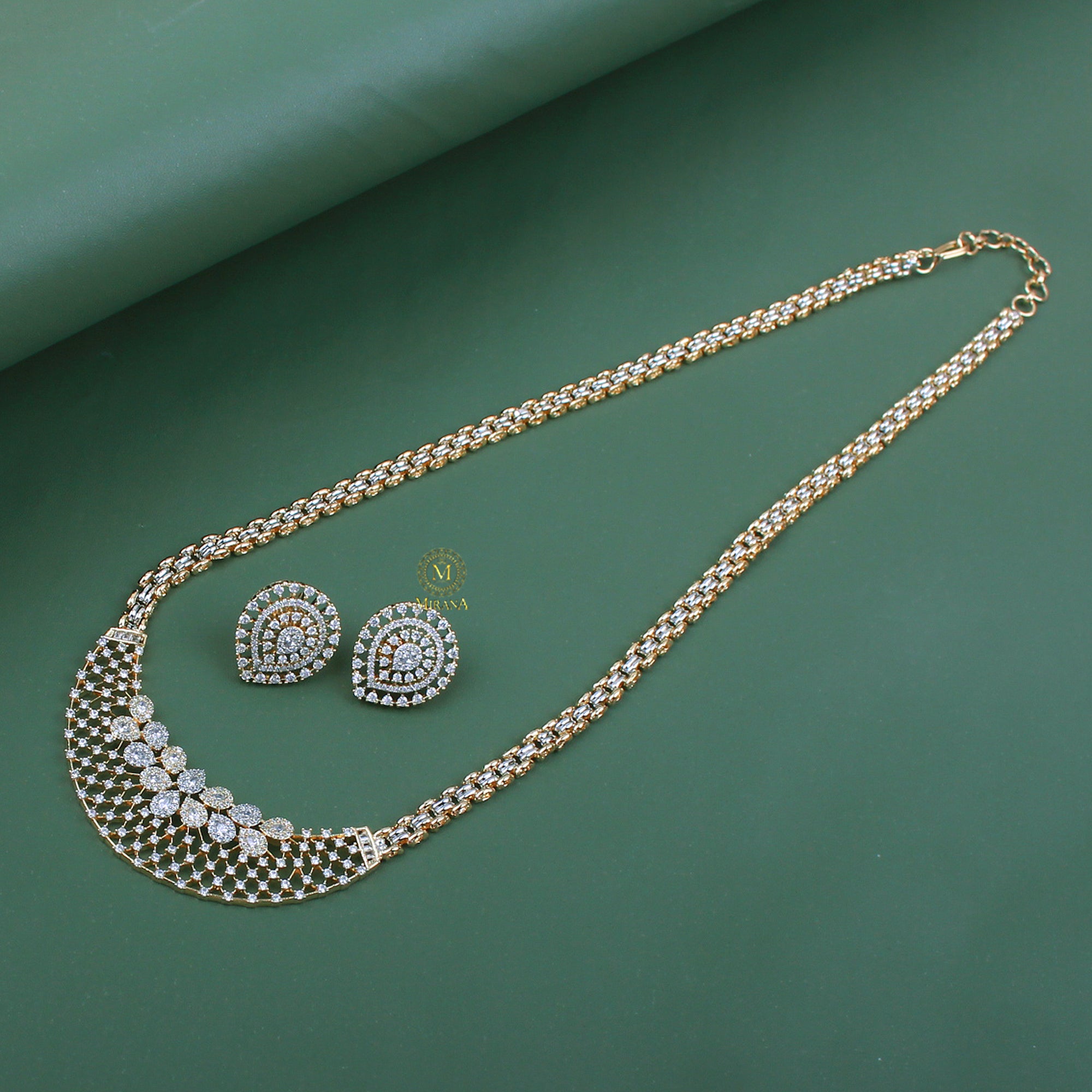 Fenia CZ Long Designer Necklace Set