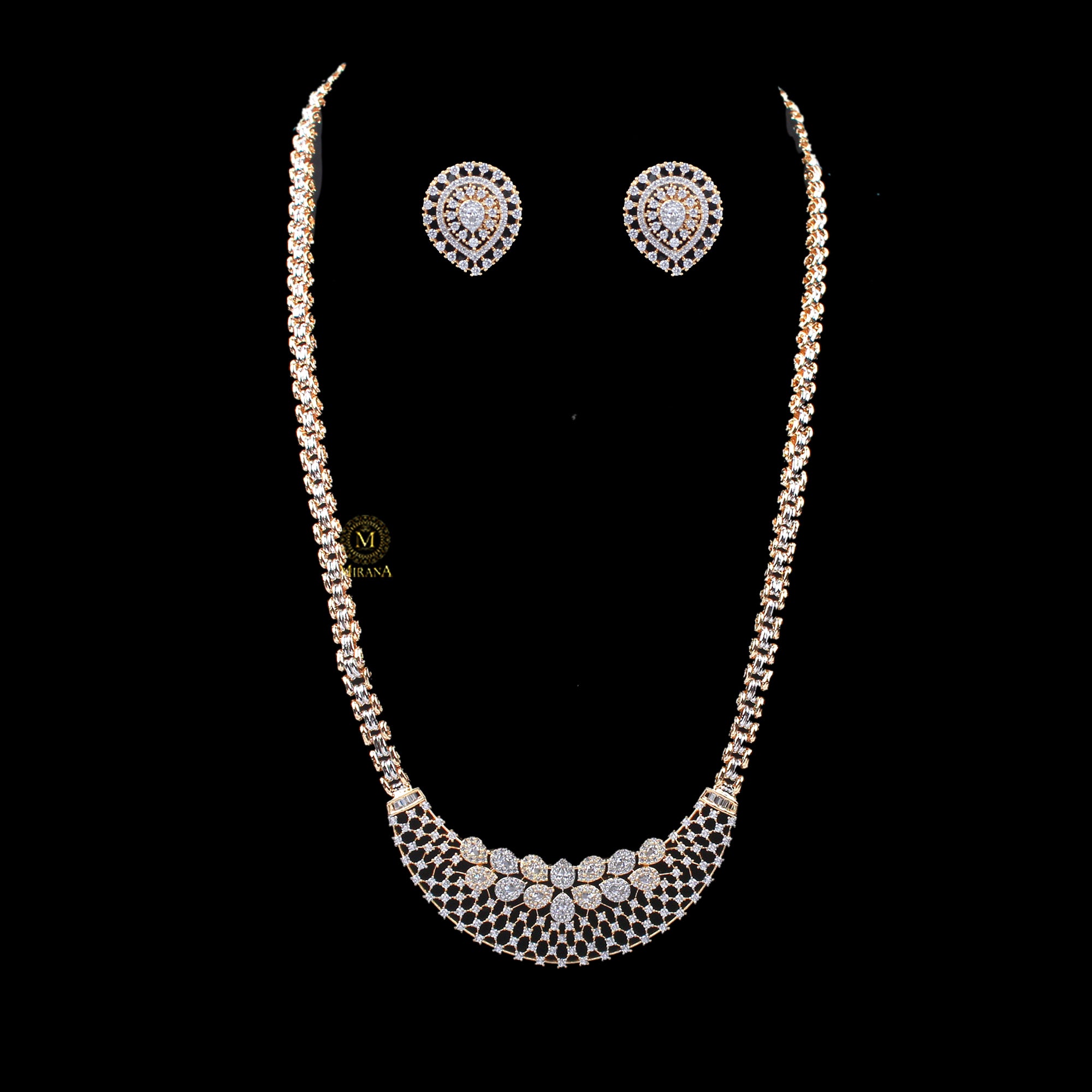 Fenia CZ Long Designer Necklace Set