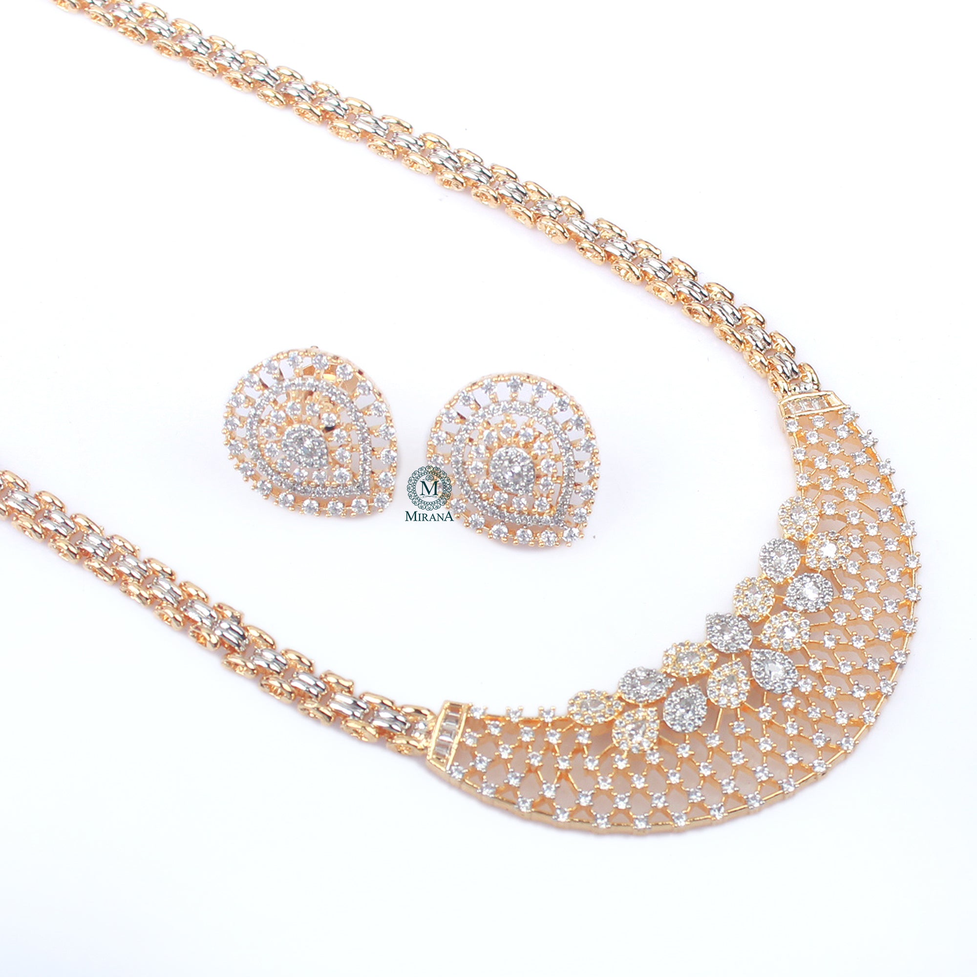 Fenia CZ Long Designer Necklace Set