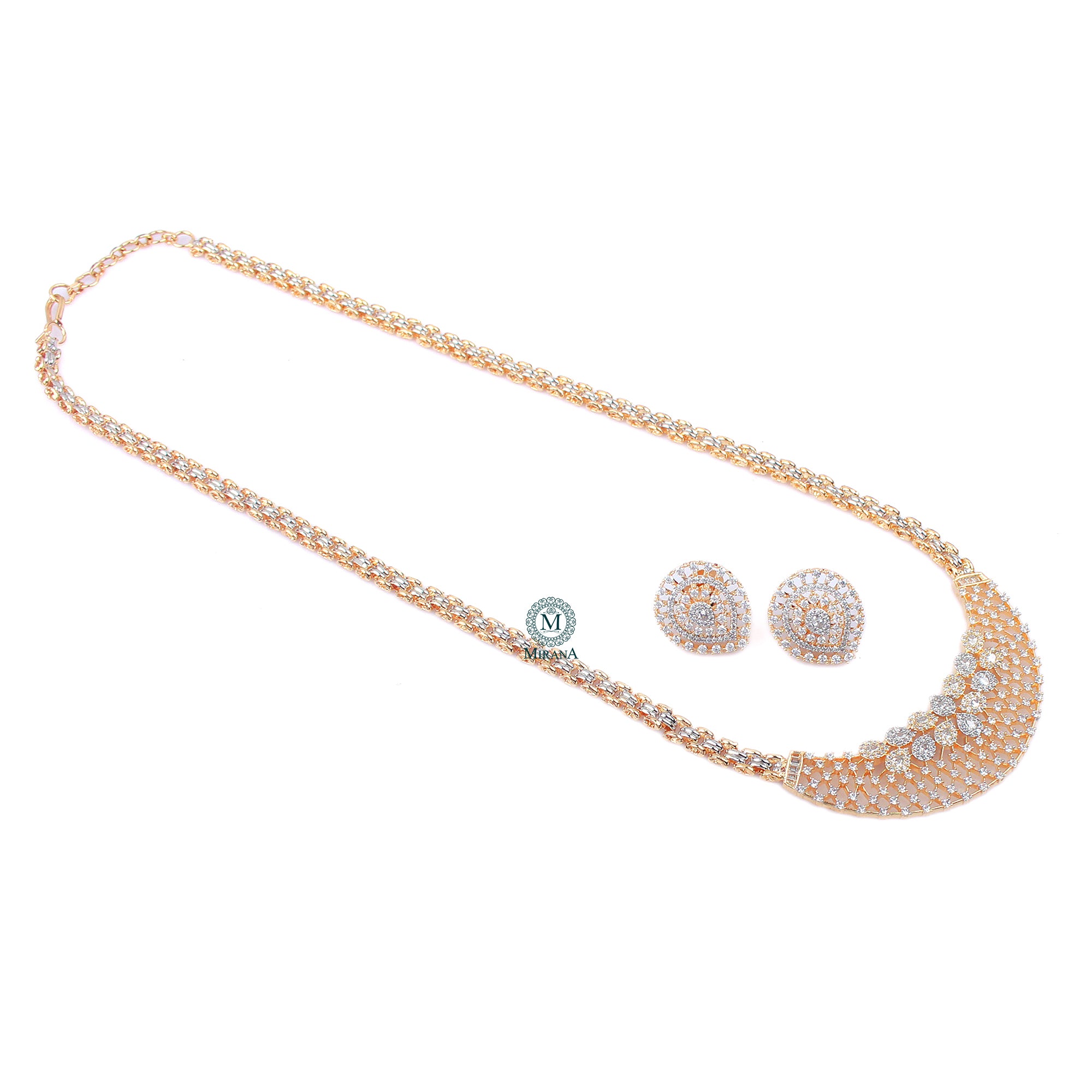 Fenia CZ Long Designer Necklace Set