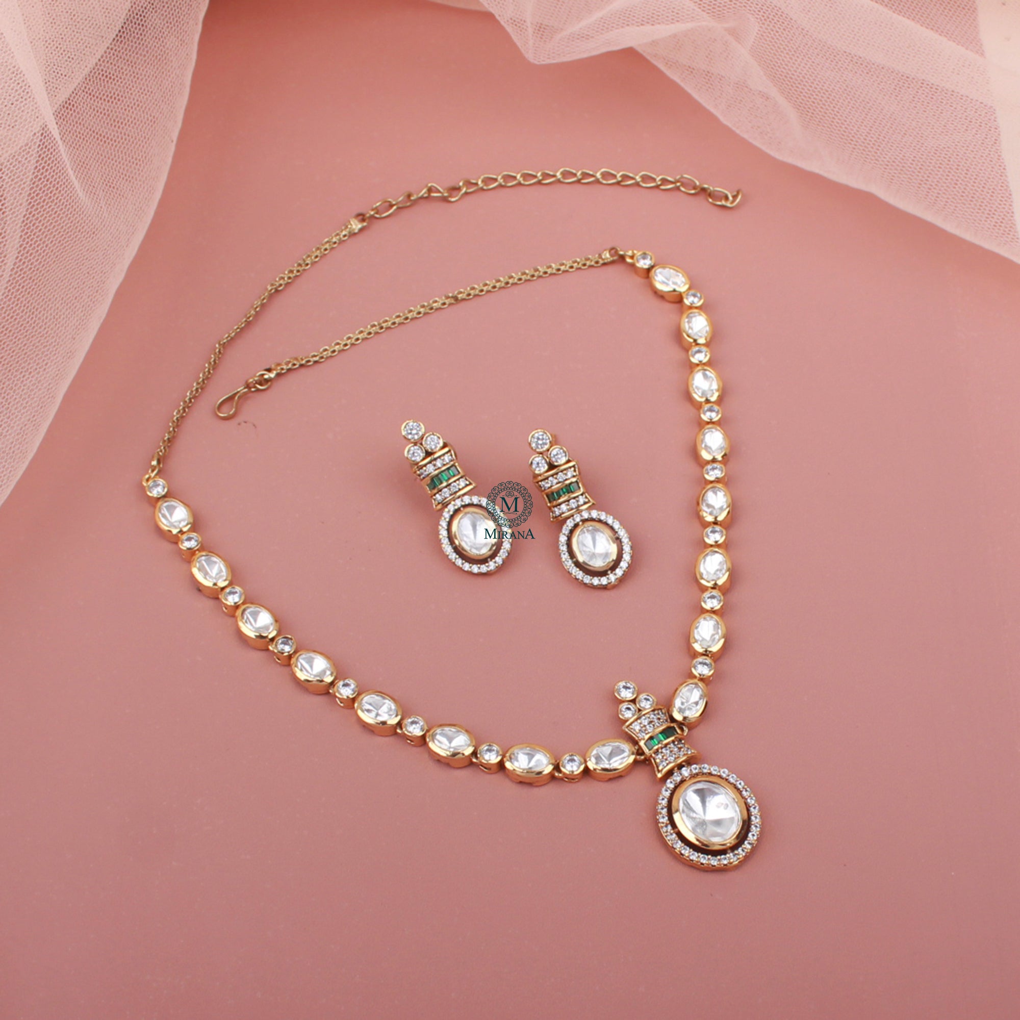Trinisha Polki Designer Necklace Set