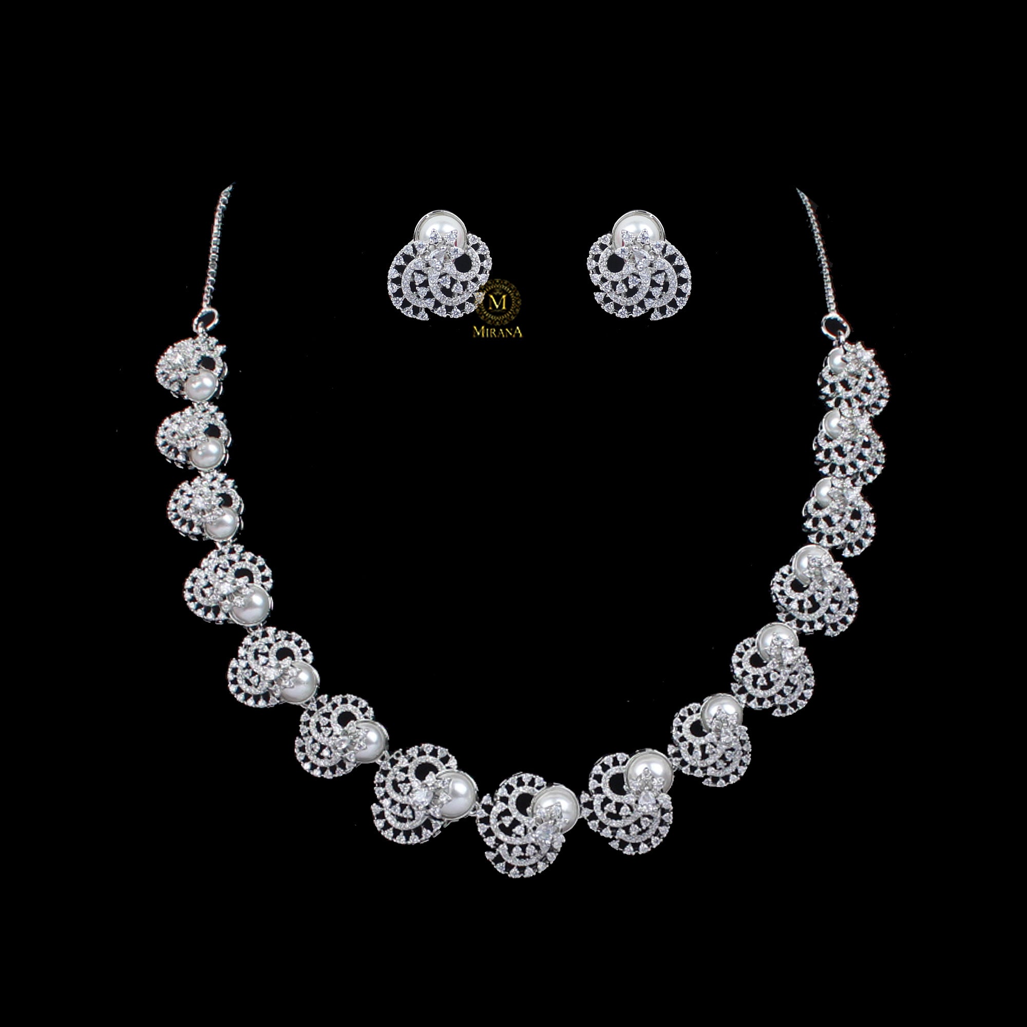 Lovie Pearl CZ Designer Necklace Set