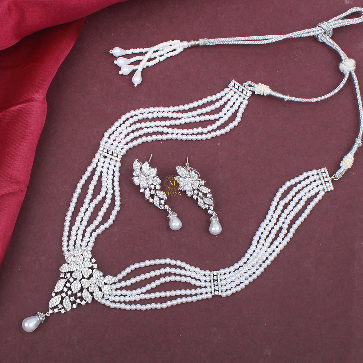 Runi Pearl CZ Necklace Set