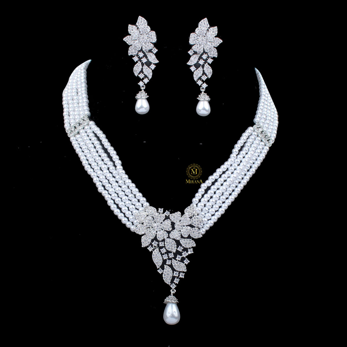 Runi Pearl CZ Necklace Set