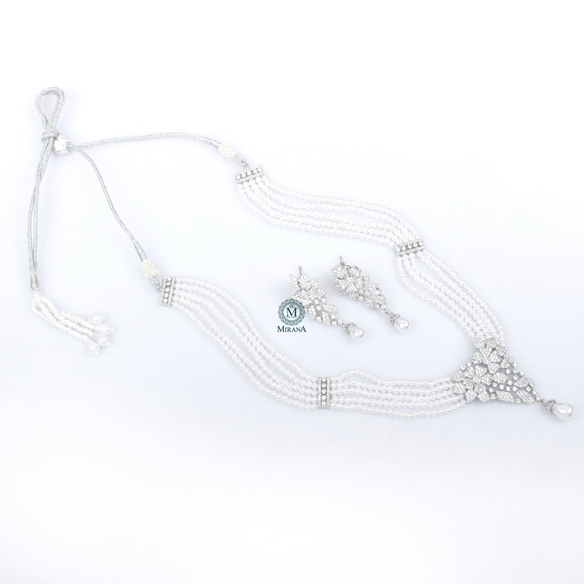 Runi Pearl CZ Necklace Set