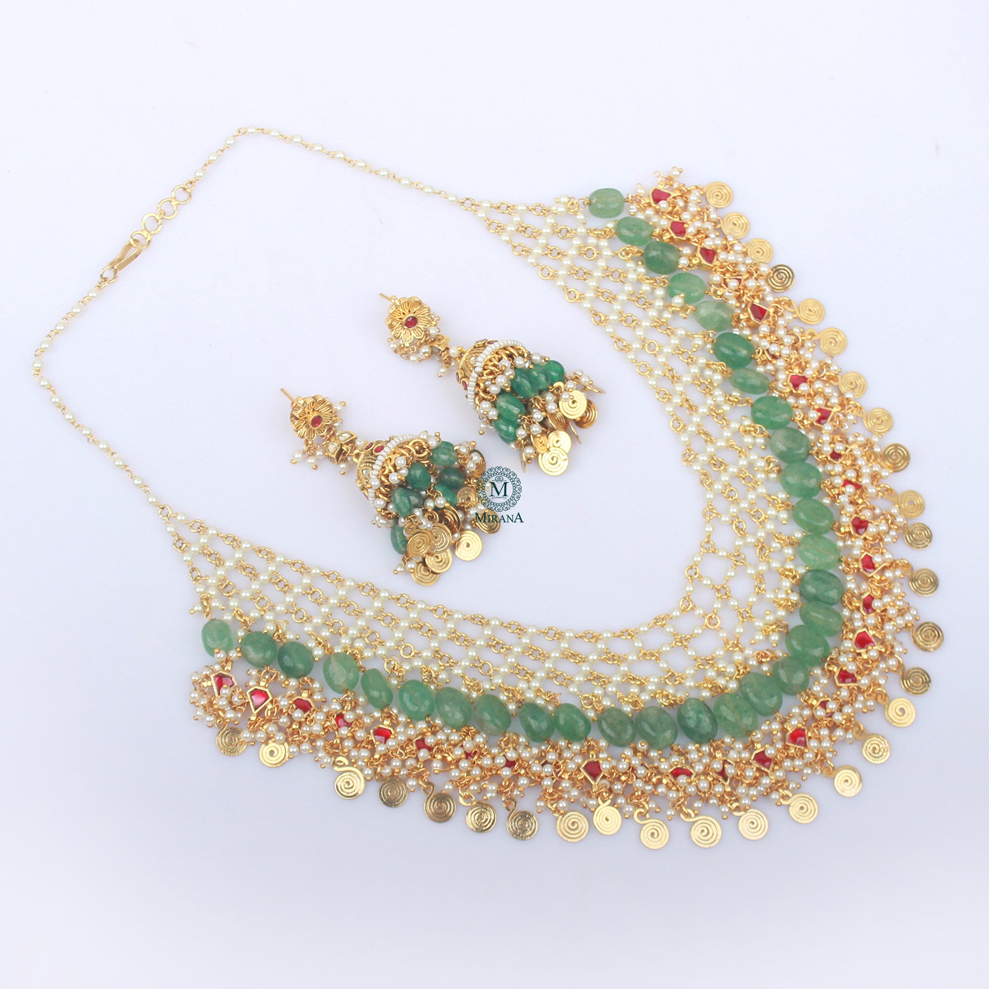 Tarana Moti Jaal work Necklace Set