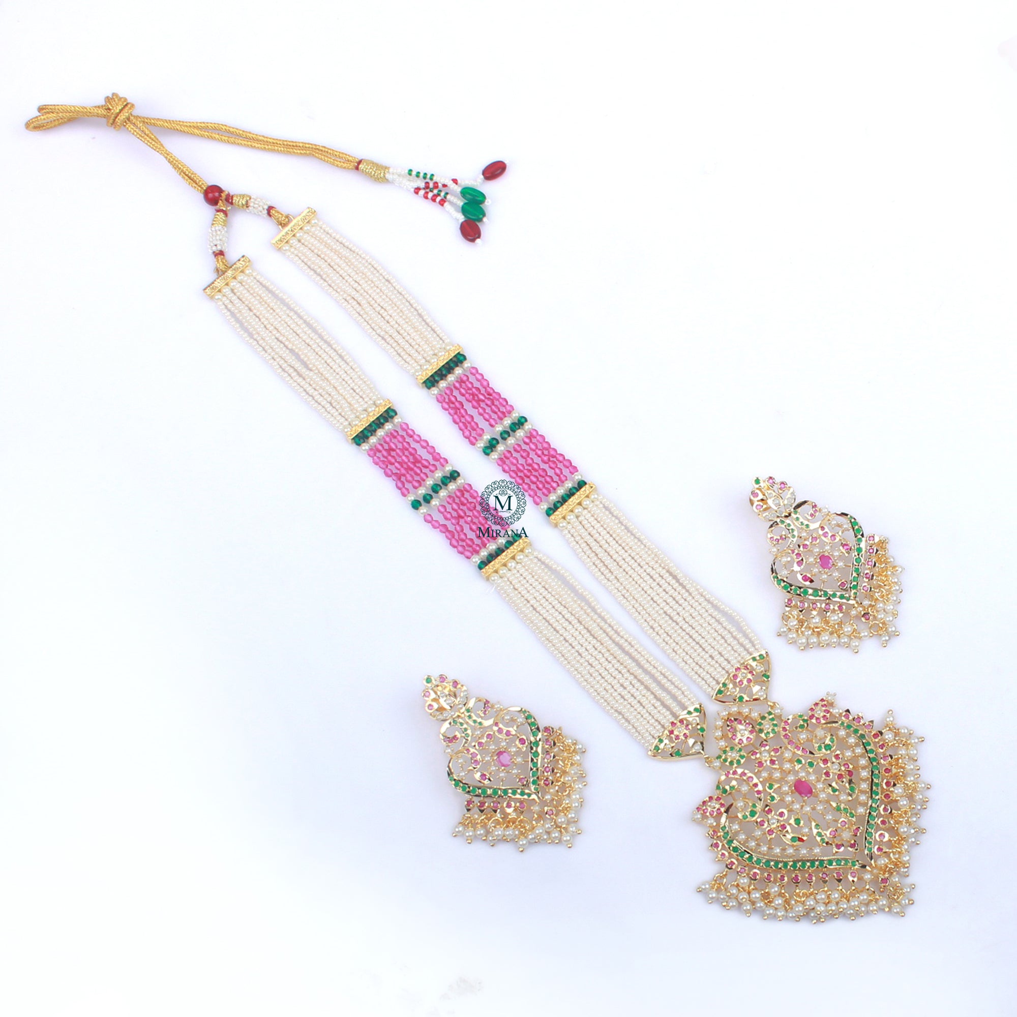 Mayuri Jadau Ruby Green Long Rani Haar