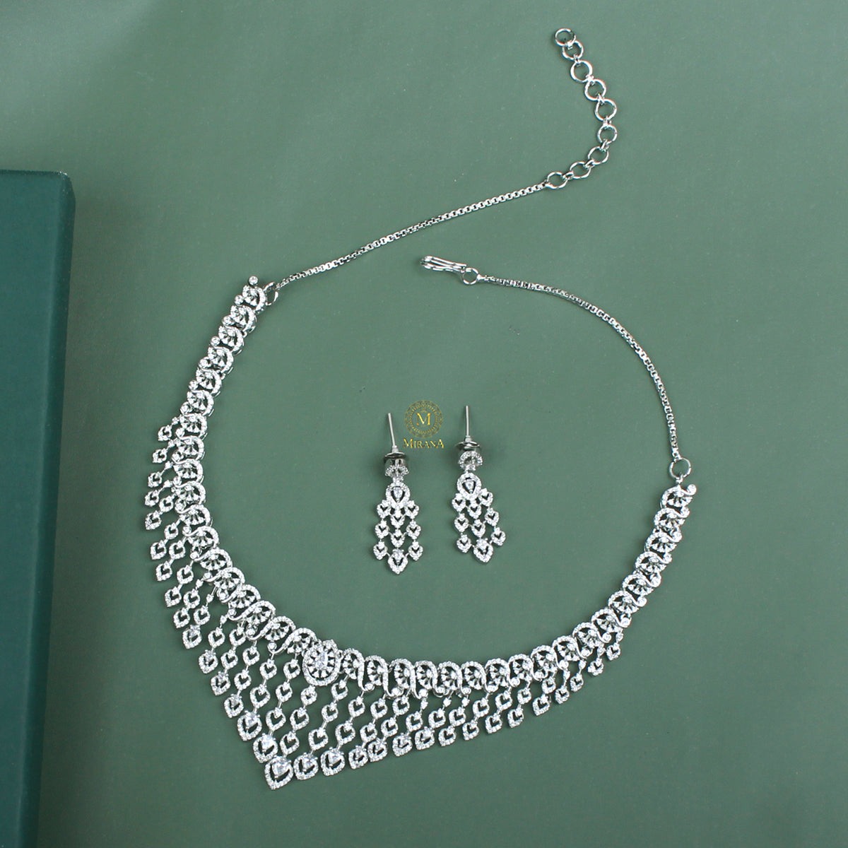 Auri CZ Waterfall Designer Necklace Set