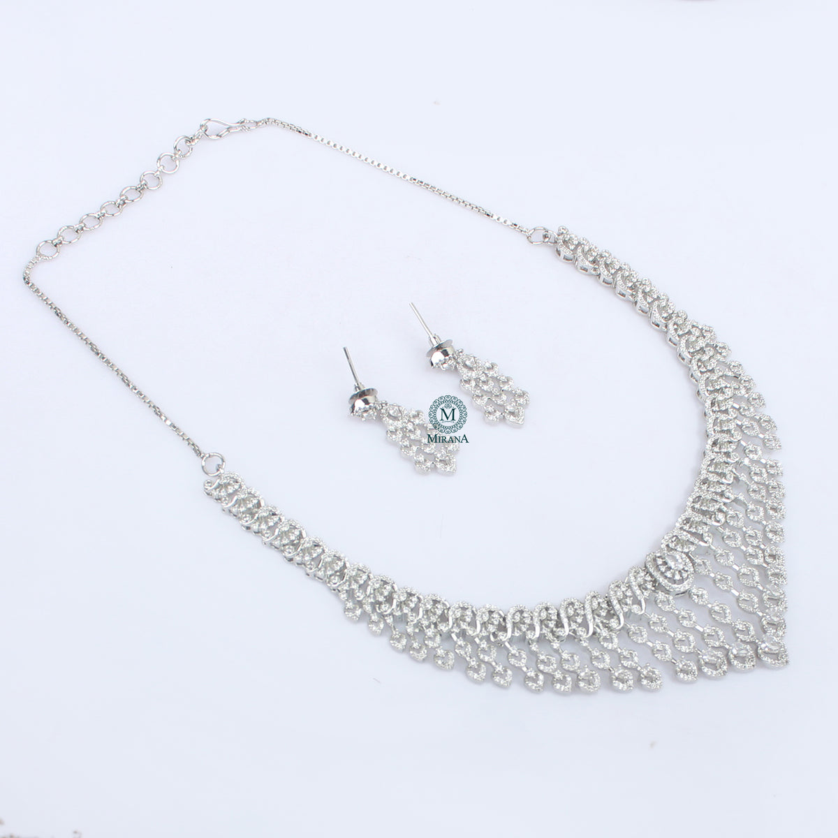Auri CZ Waterfall Designer Necklace Set