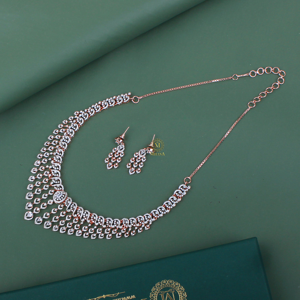 Auri CZ Waterfall Designer Necklace Set