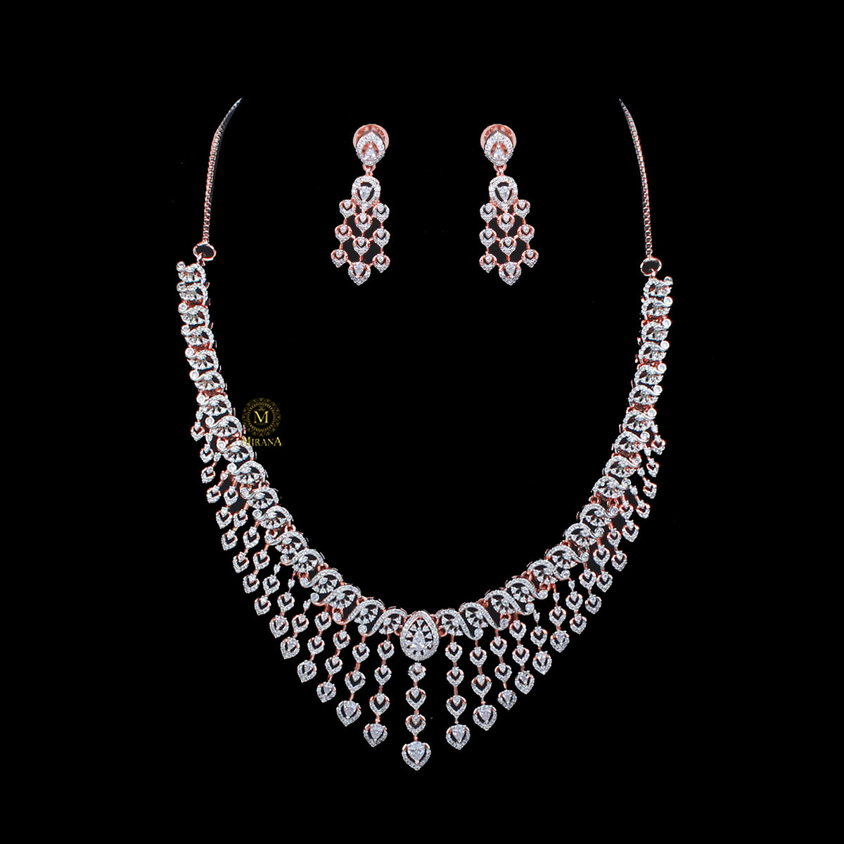 Auri CZ Waterfall Designer Necklace Set