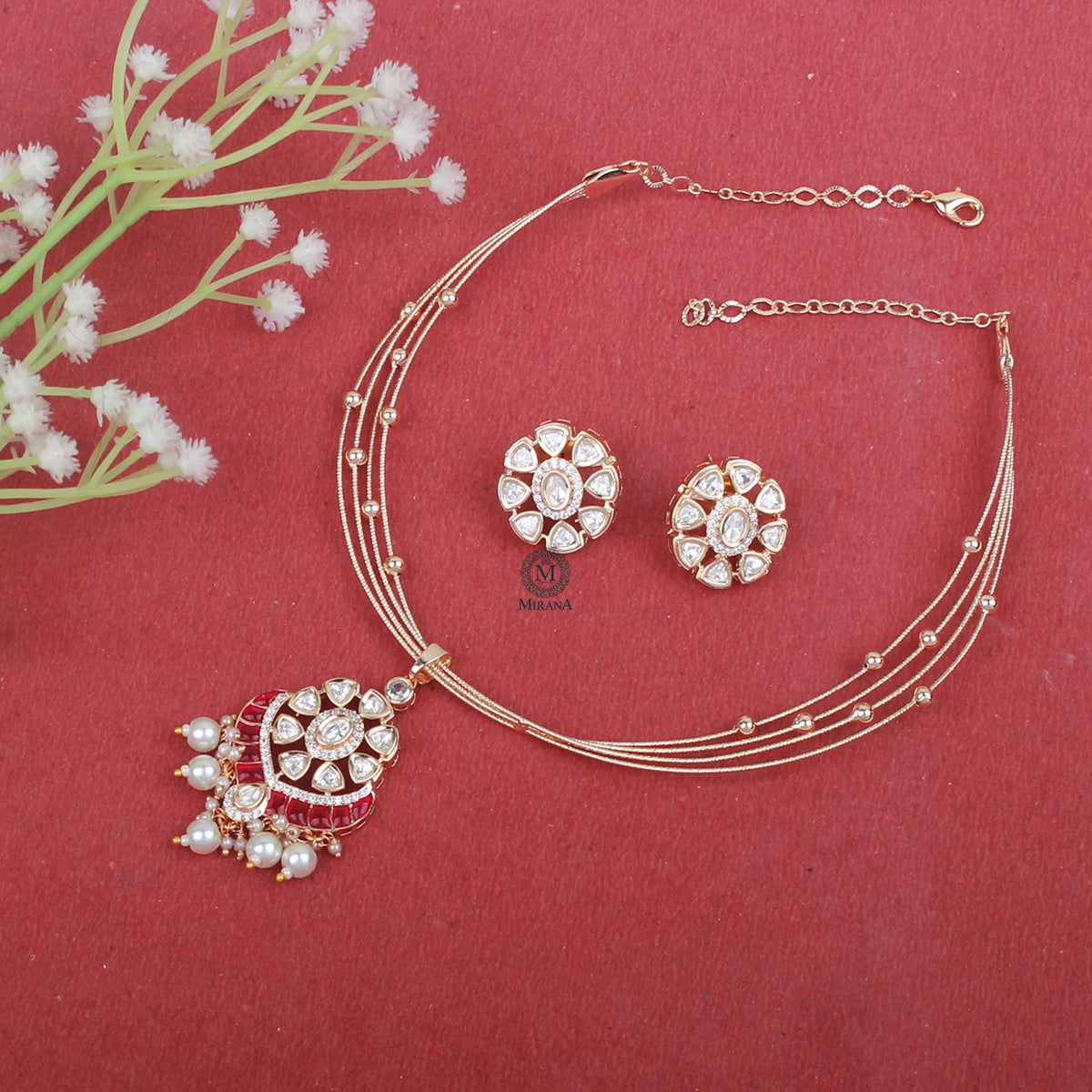 Zara Polki Husli Necklace Set