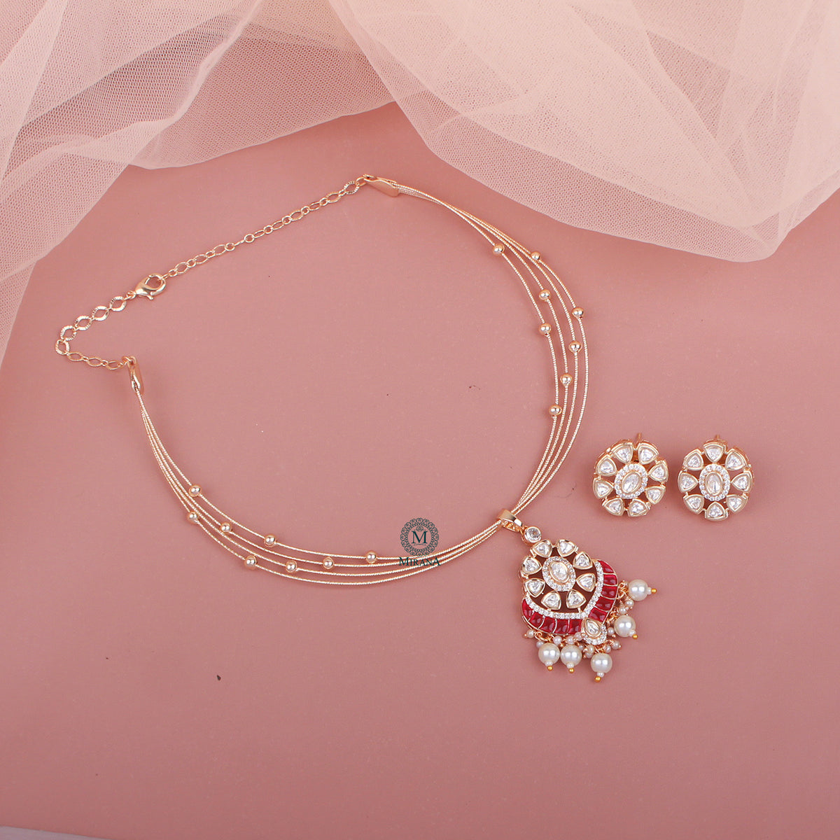 Zara Polki Husli Necklace Set