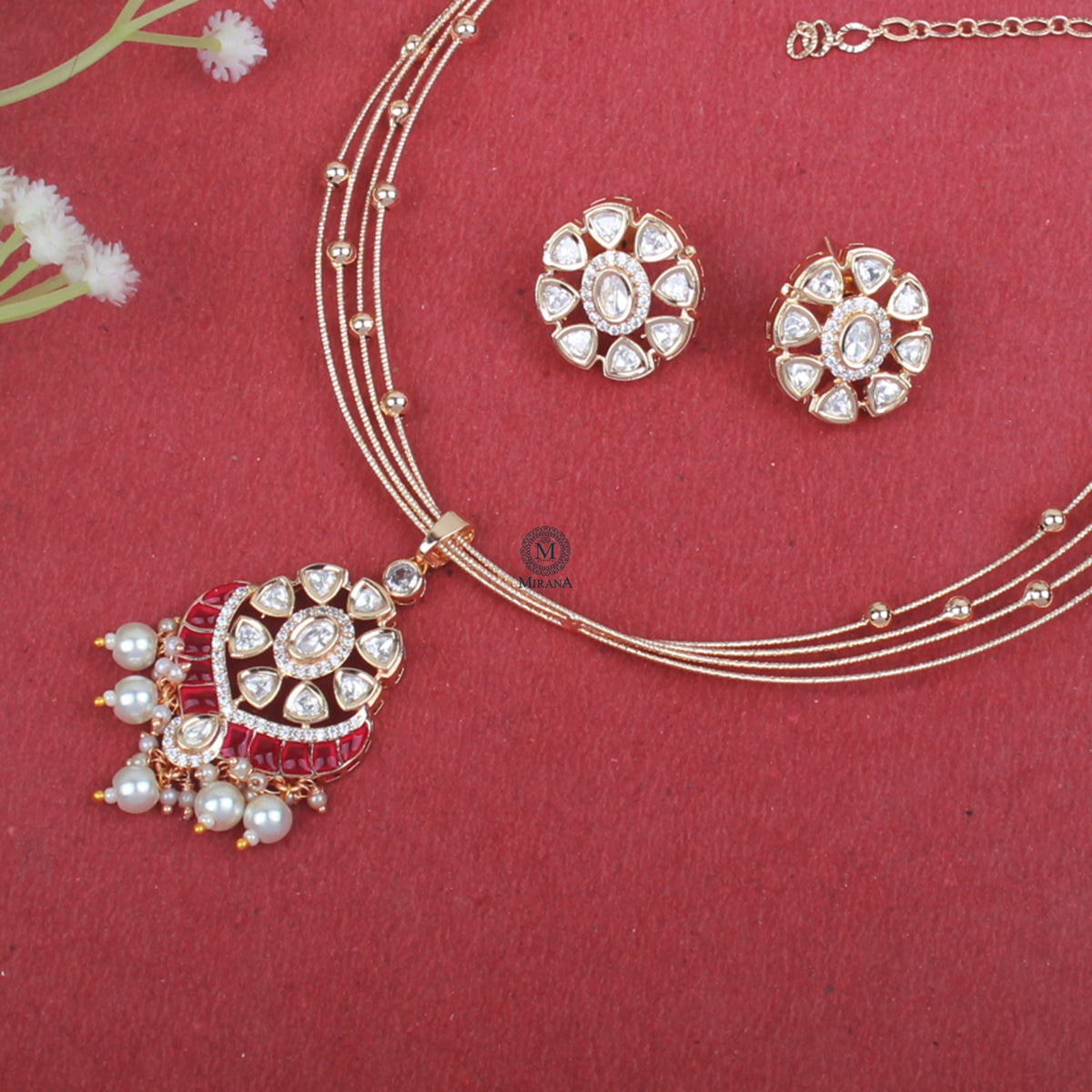 Zara Polki Husli Necklace Set