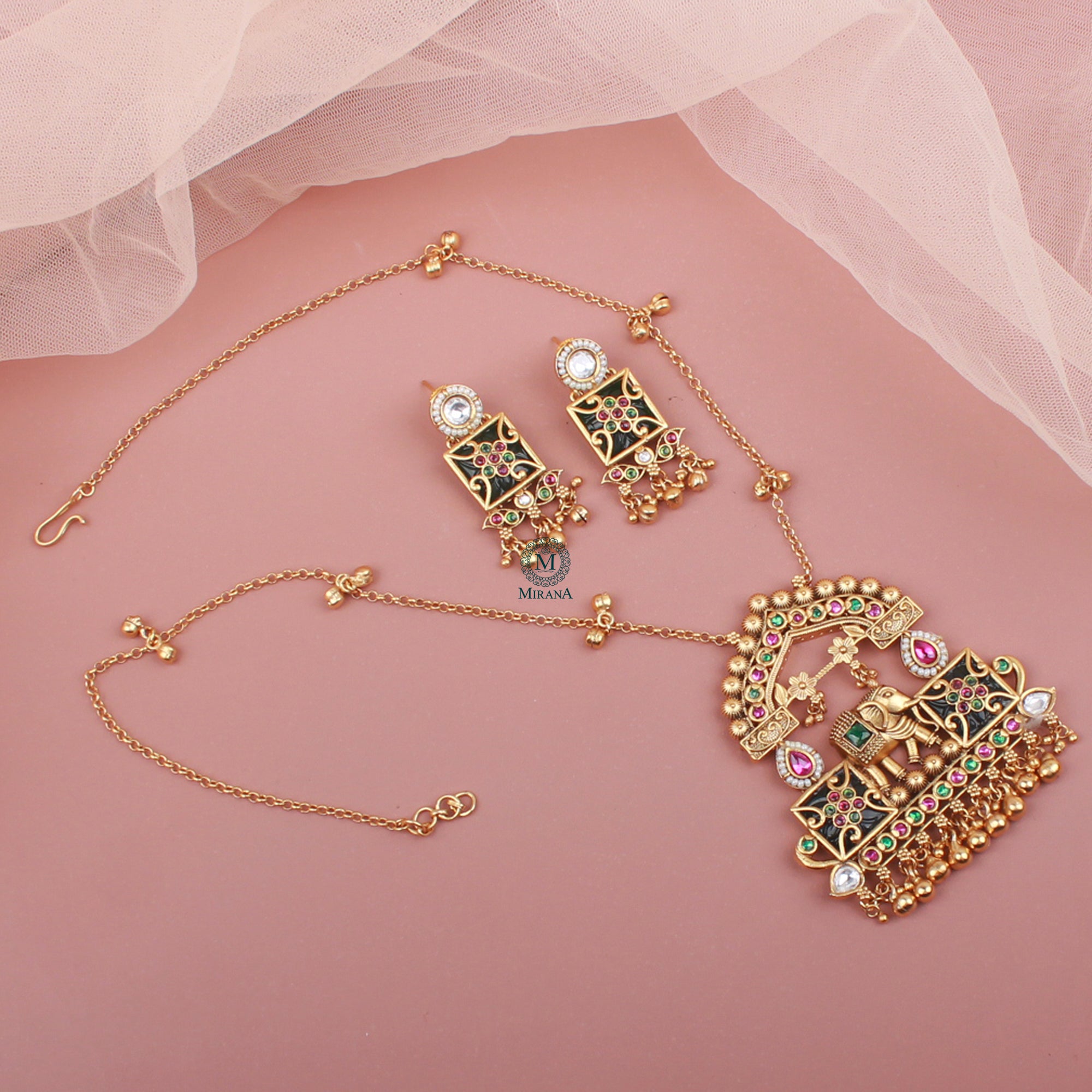 Dhanishi Antique Long Designer Necklace Set