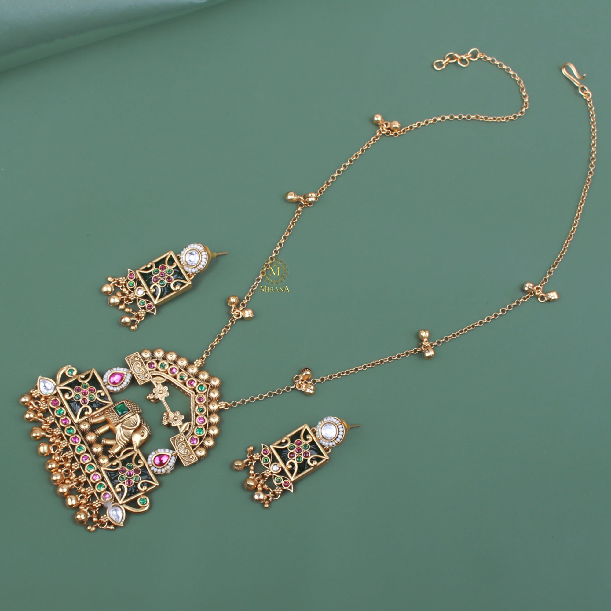 Dhanishi Antique Long Designer Necklace Set