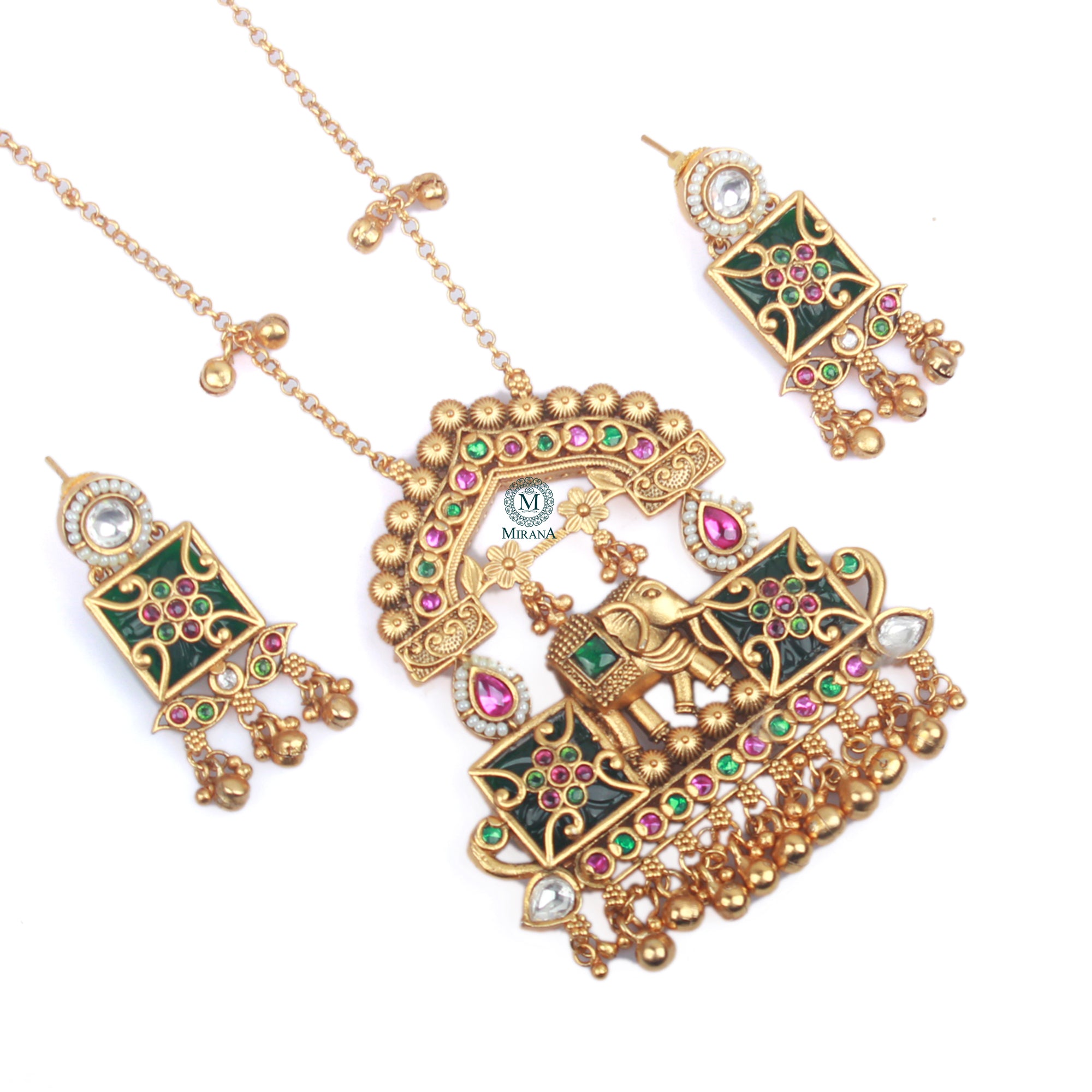 Dhanishi Antique Long Designer Necklace Set