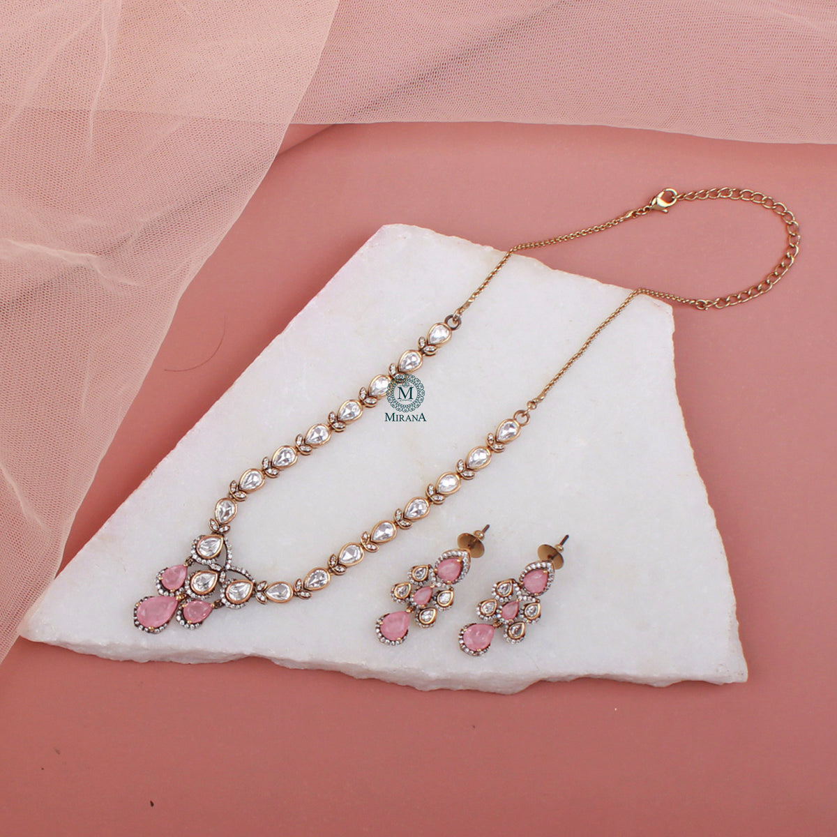 Fiza Pastel Polki Designer Necklace Set