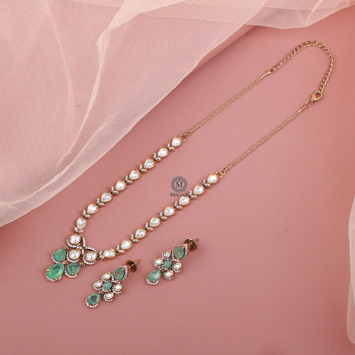 Fiza Pastel Polki Designer Necklace Set