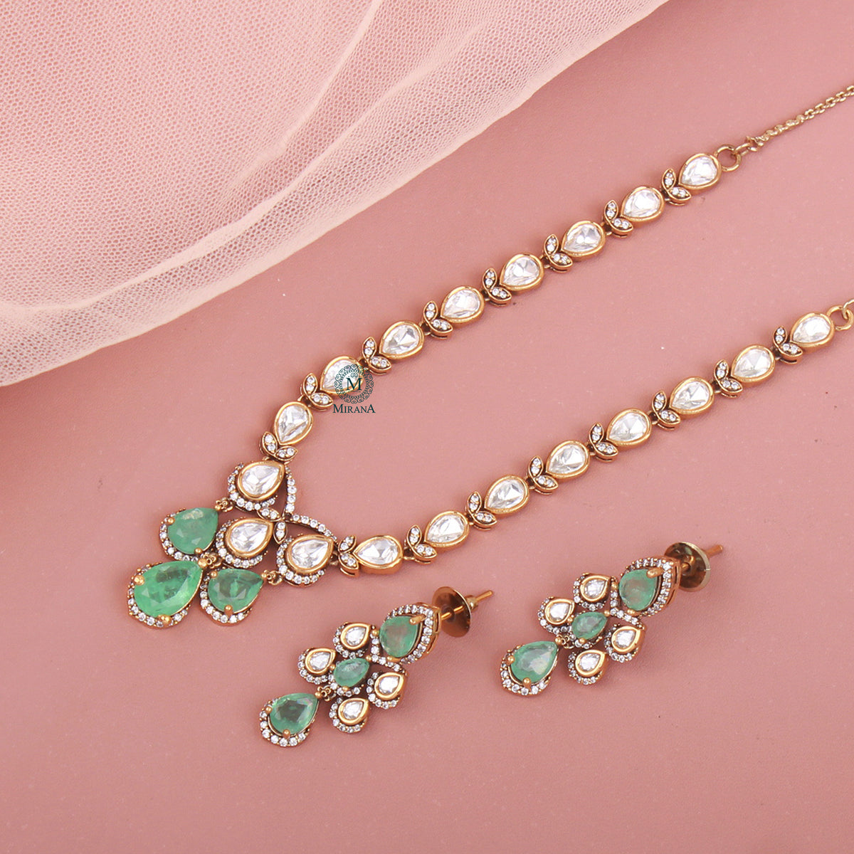 Fiza Pastel Polki Designer Necklace Set