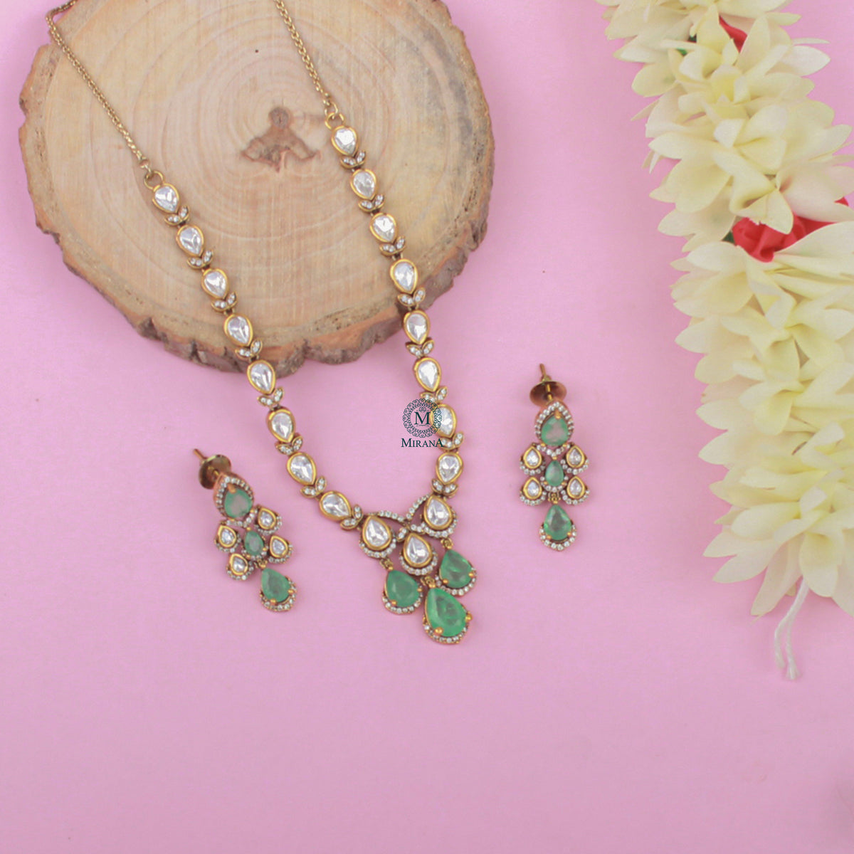 Fiza Pastel Polki Designer Necklace Set