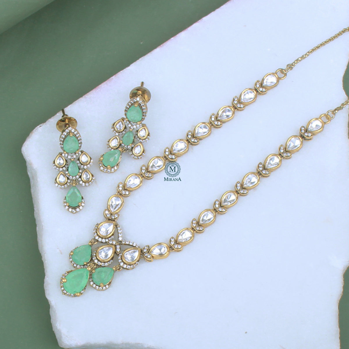 Fiza Pastel Polki Designer Necklace Set