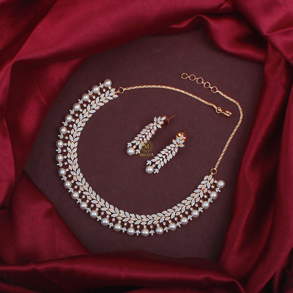 Suzy Pearl CZ Designer Necklace Set
