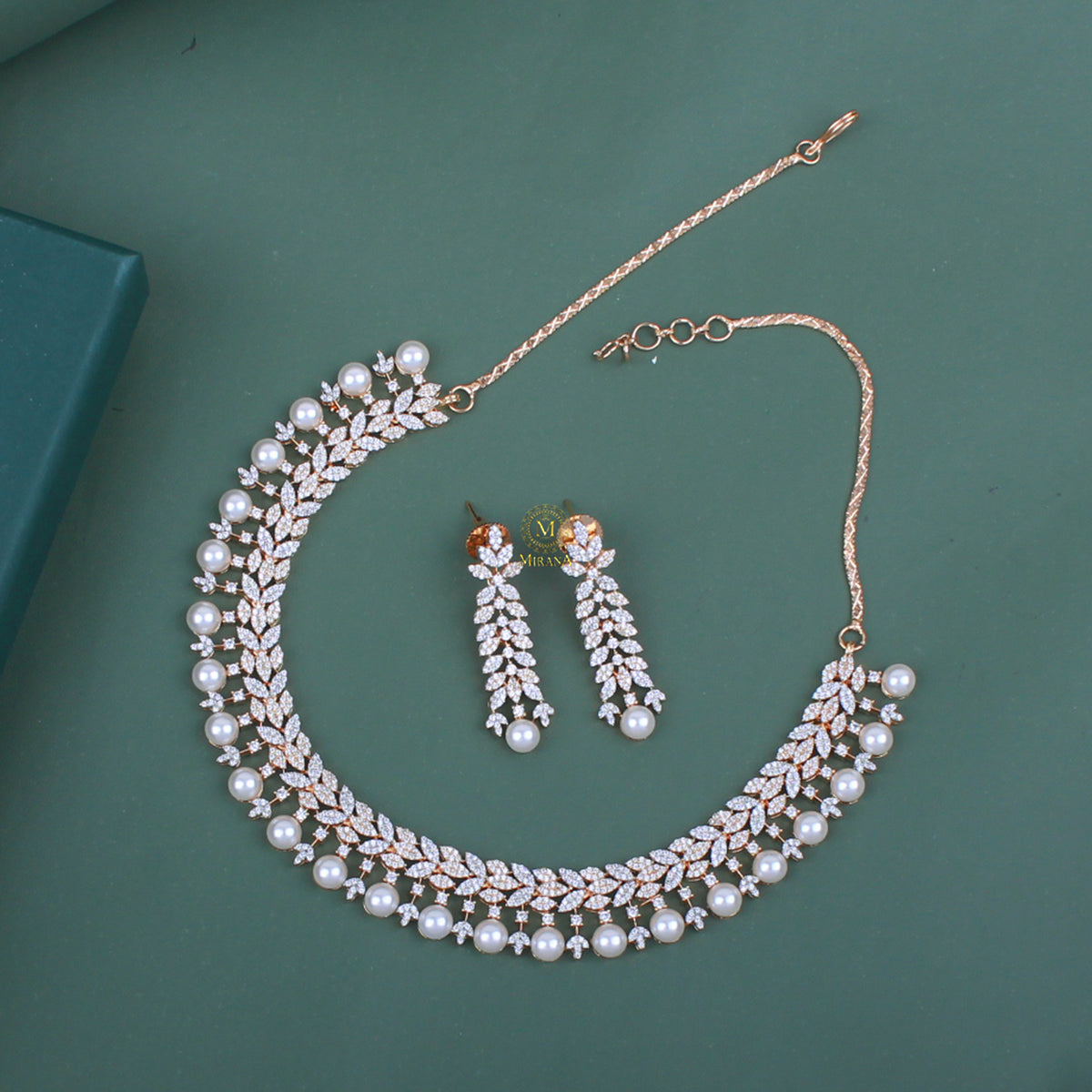 Suzy Pearl CZ Designer Necklace Set