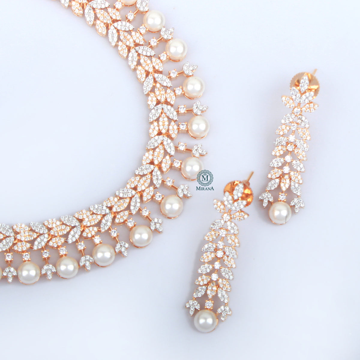 Suzy Pearl CZ Designer Necklace Set