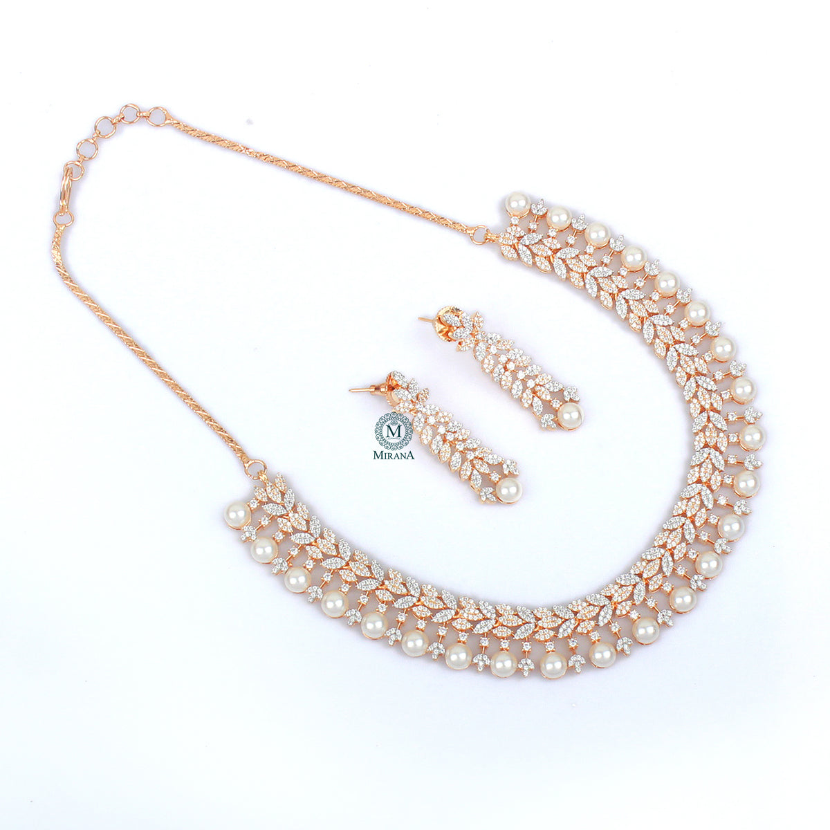 Suzy Pearl CZ Designer Necklace Set