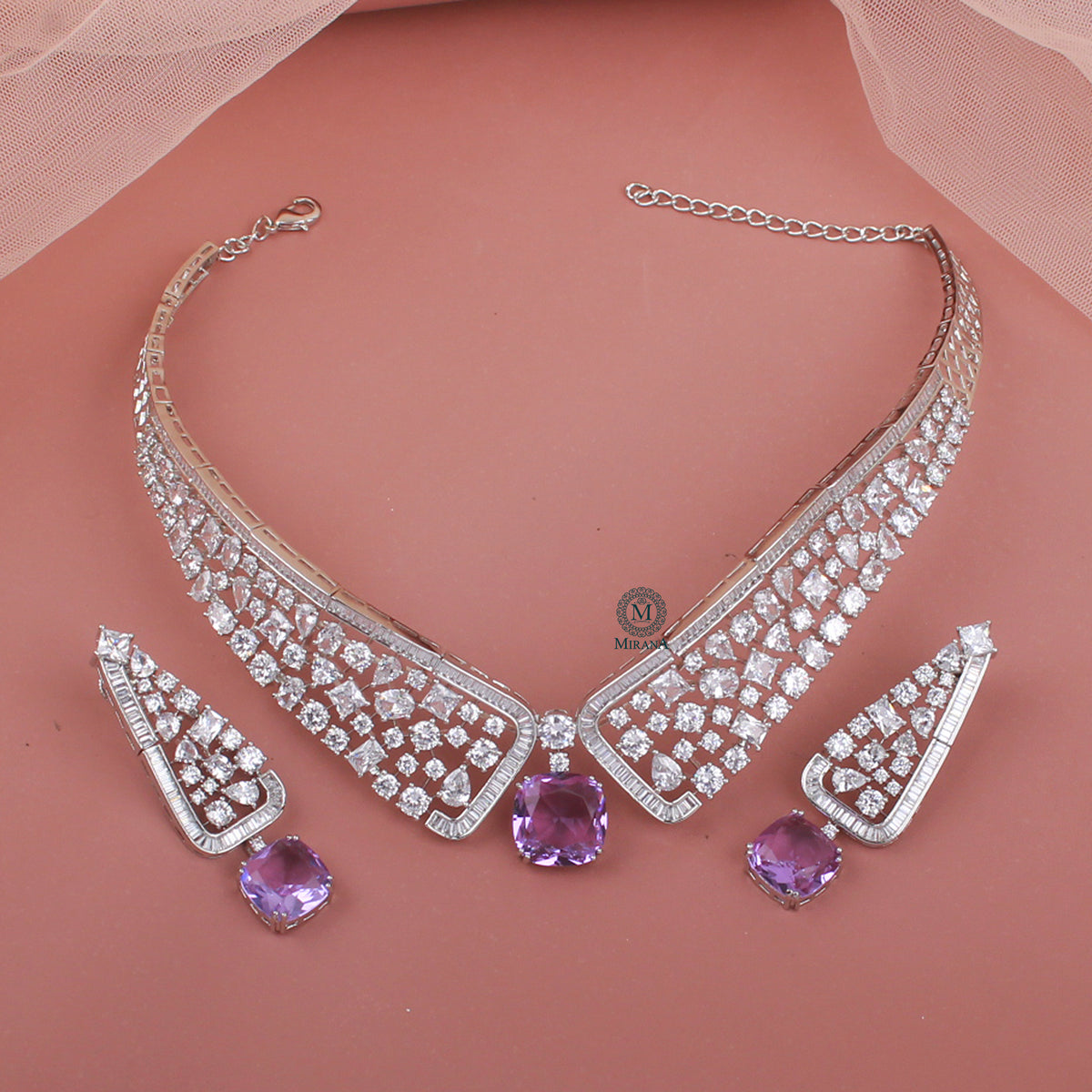 Zina CZ Designer Necklace Set