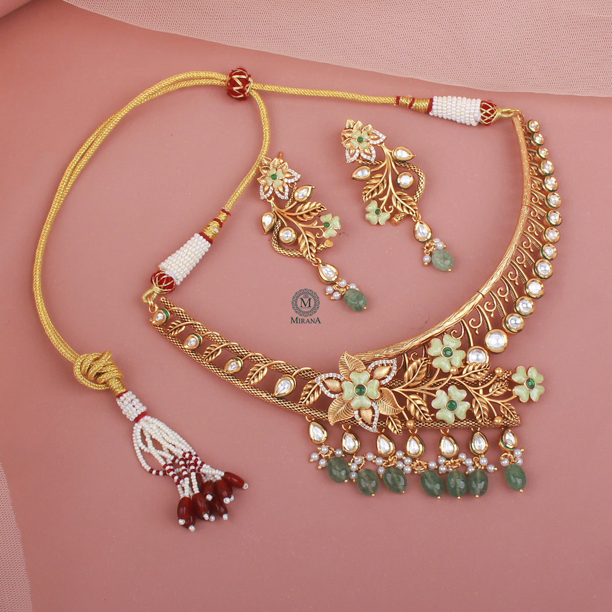 Isha Polki Designer Necklace Set