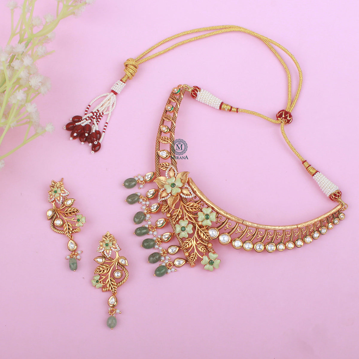 Isha Polki Designer Necklace Set