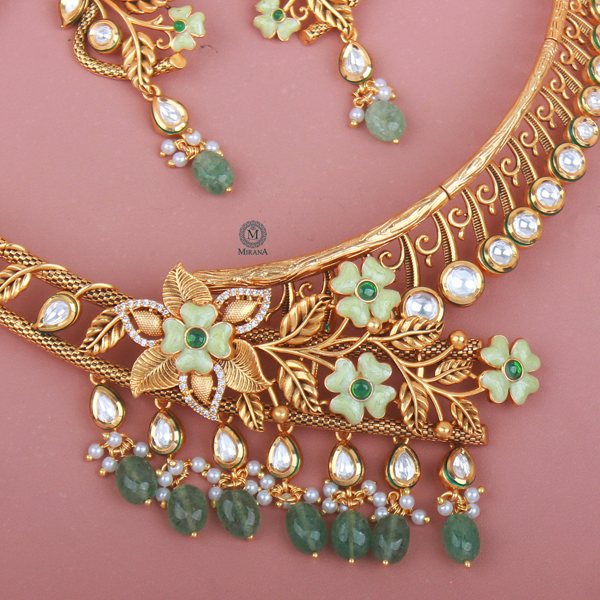 Isha Polki Designer Necklace Set