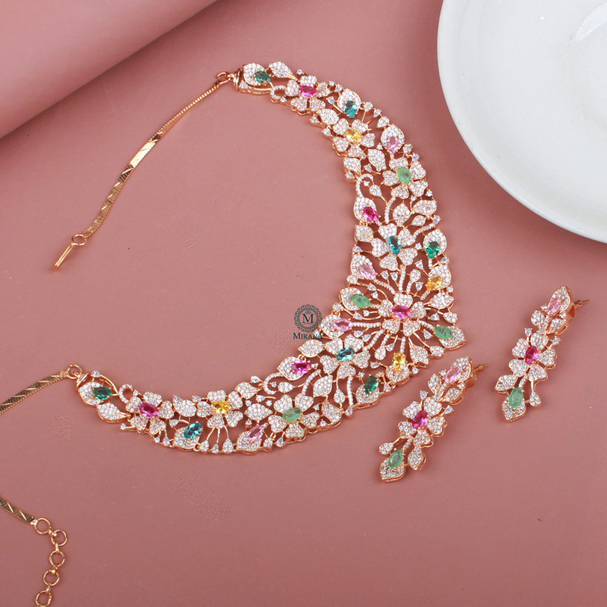 Genelia Multi Colour Fusion Designer Necklace Set
