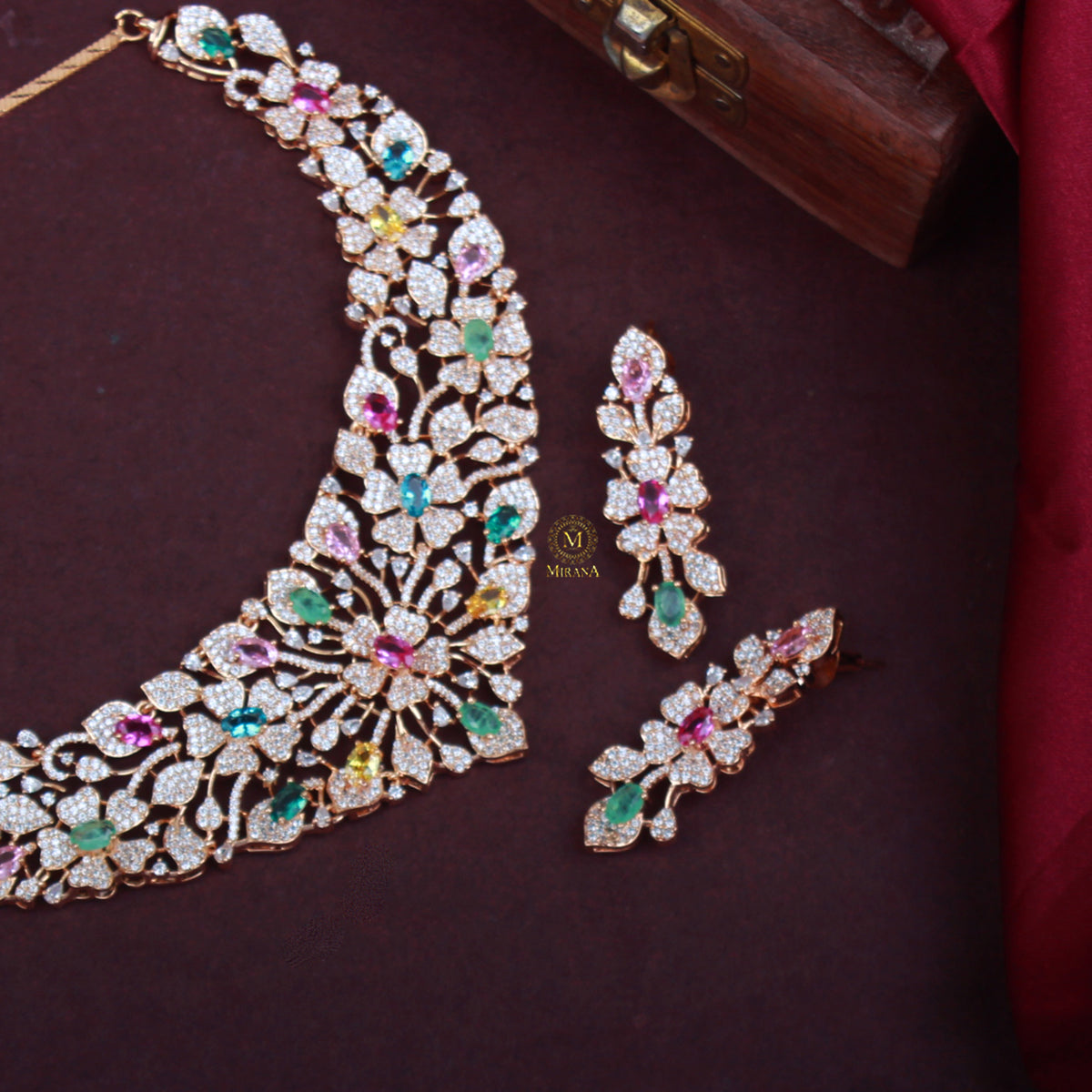 Genelia Multi Colour Fusion Designer Necklace Set