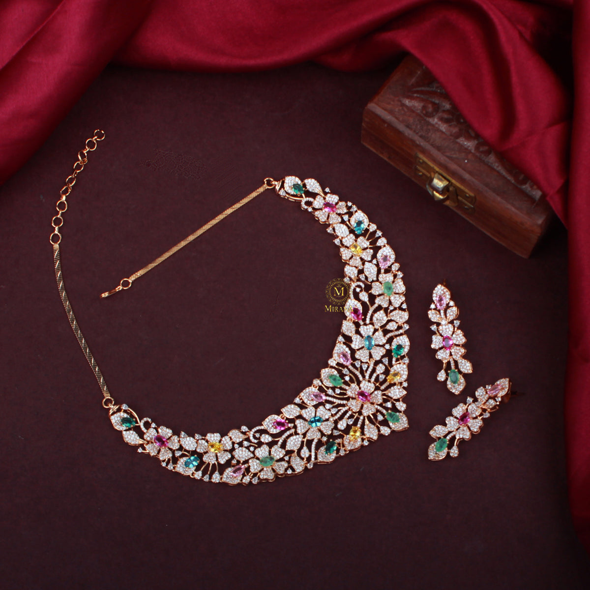 Genelia Multi Colour Fusion Designer Necklace Set