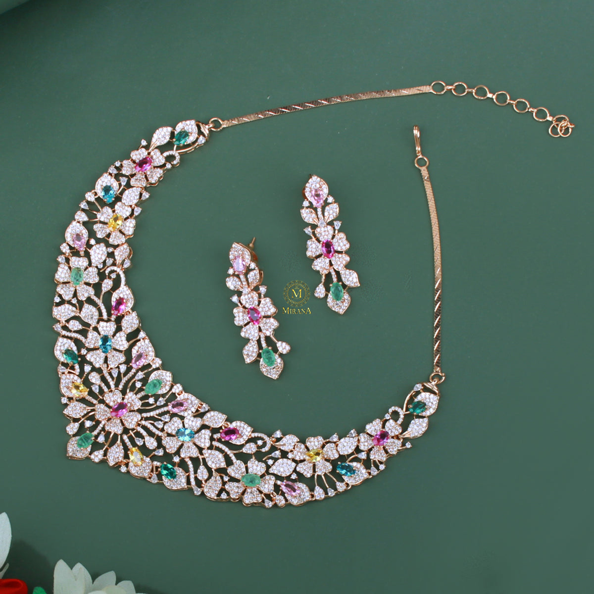 Genelia Multi Colour Fusion Designer Necklace Set