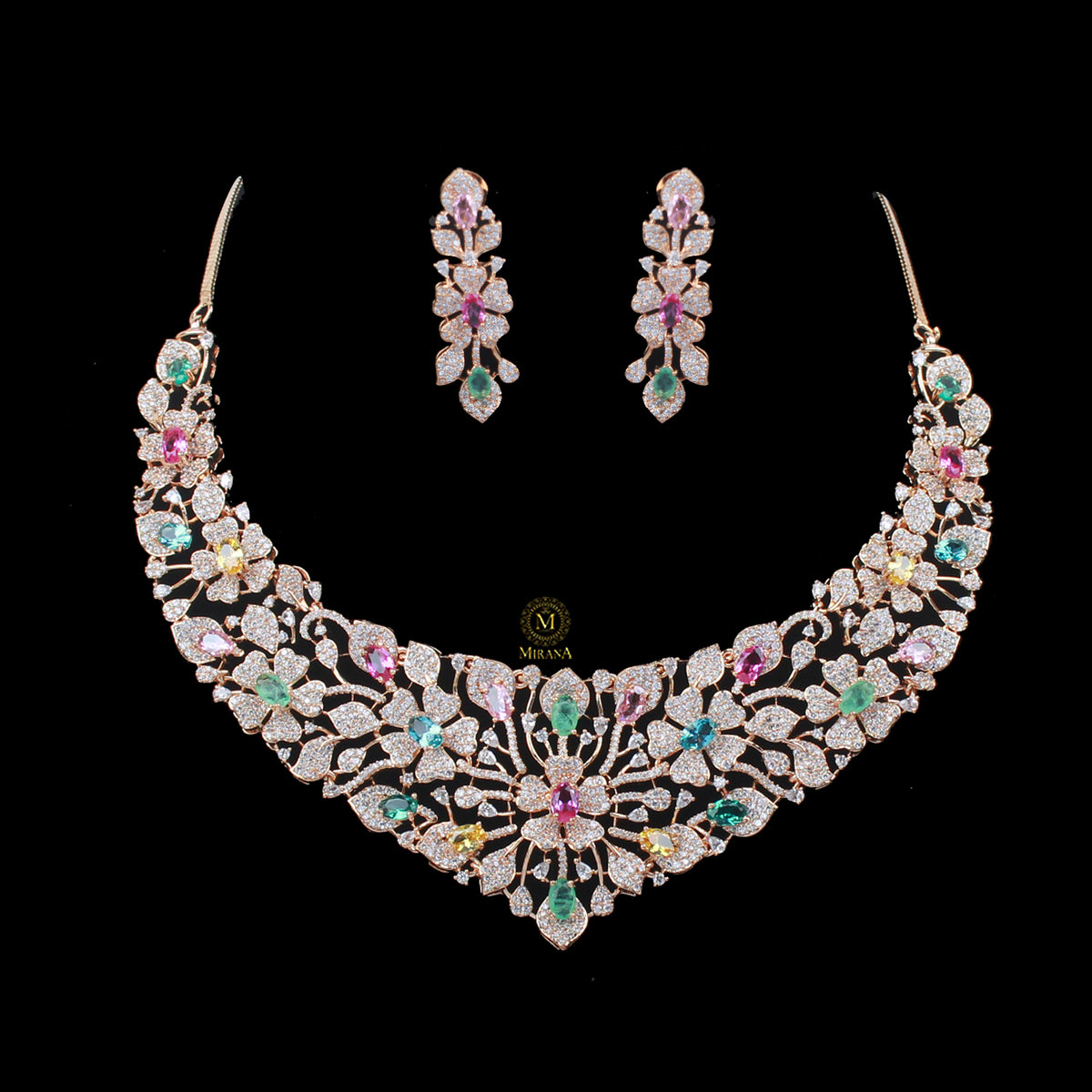 Genelia Multi Colour Fusion Designer Necklace Set