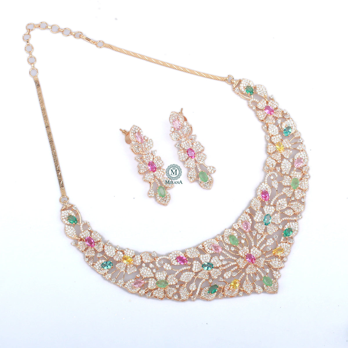 Genelia Multi Colour Fusion Designer Necklace Set