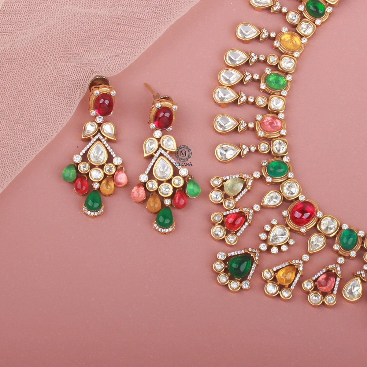 Radhika Navratana Designer Necklace Set
