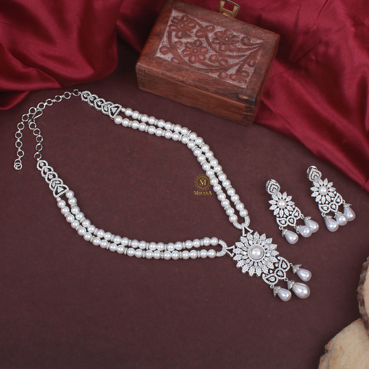 Jiah Pearl CZ Designer Necklace Set