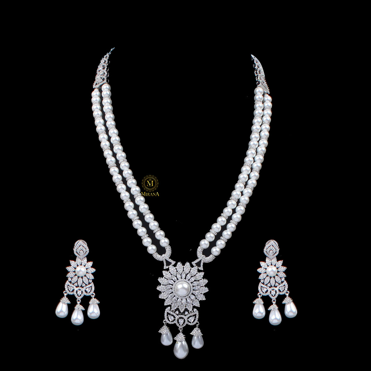 Jiah Pearl CZ Designer Necklace Set