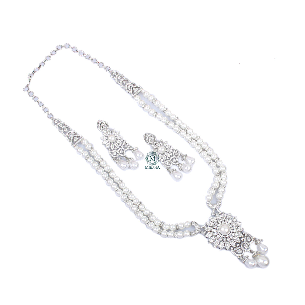 Jiah Pearl CZ Designer Necklace Set